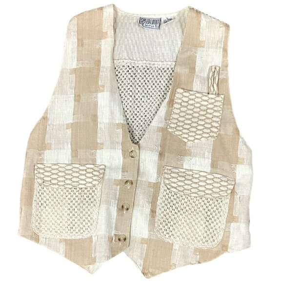 Cotton Plaid Patchwork Waistcoat Vest BOHO Sz L by Speed Limit MPH 262H - Picture 1 of 9